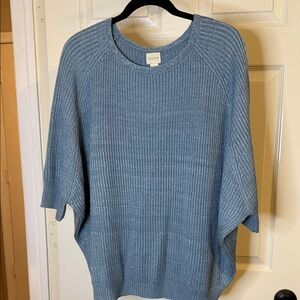 Chico's Light Blue Batwing 3/4 Sleeve Sweater